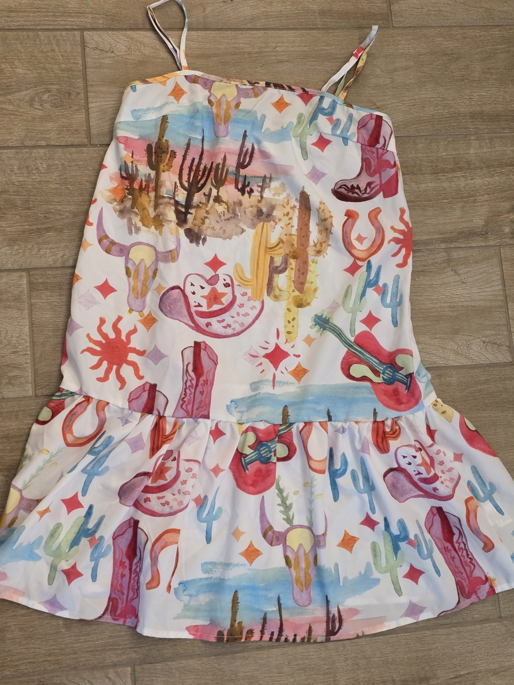 SHEIN White Multicolor Desert Print Girls Sundress